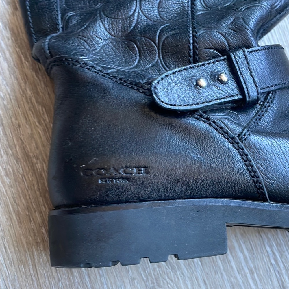 Coach Black Leather Combat Boots with Subtle Hardware - Picture 6 of 7